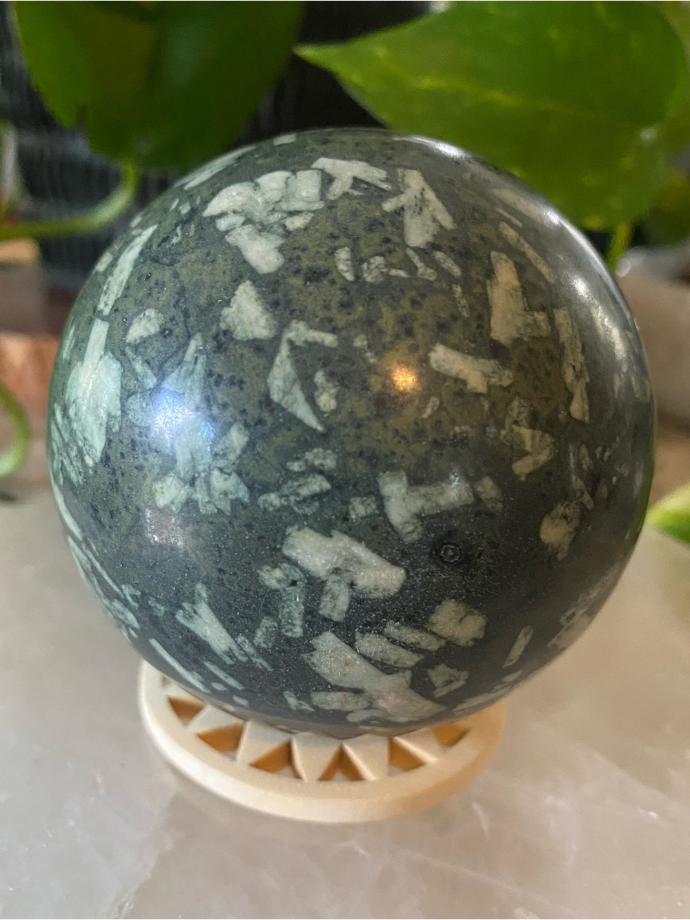 🎋✨ 2.7” Bamboo Jasper Sphere — Earthy Beauty & Grounding Energy ✨🎋